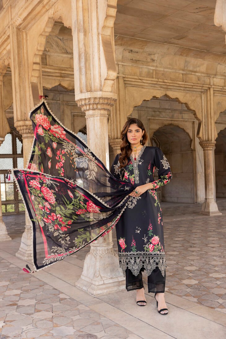 Black Printed Lawn Shirt