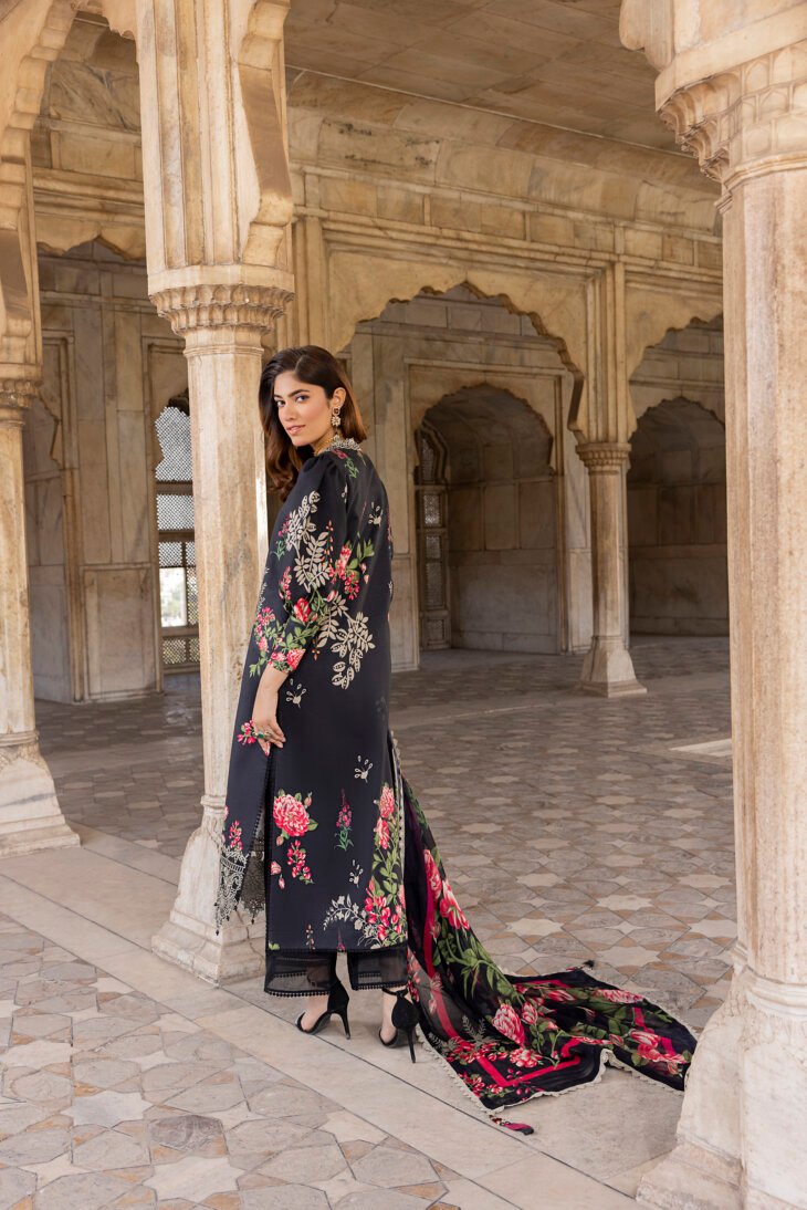 Black Printed Lawn Shirt