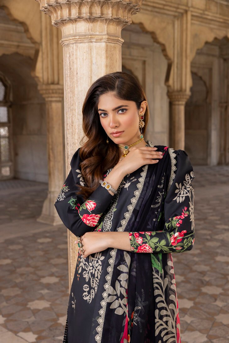 3 Piece Embroidered Unstitched Lawn Suit | D3 - Image 2