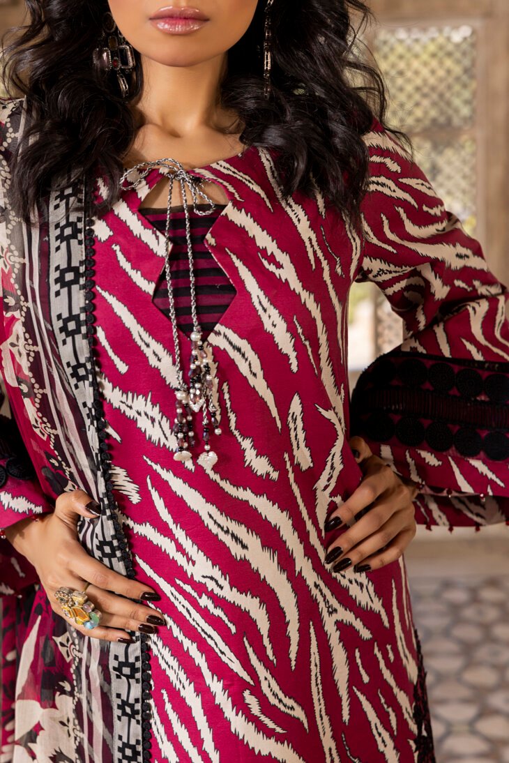 Mahroon Printed Lawn Shirt