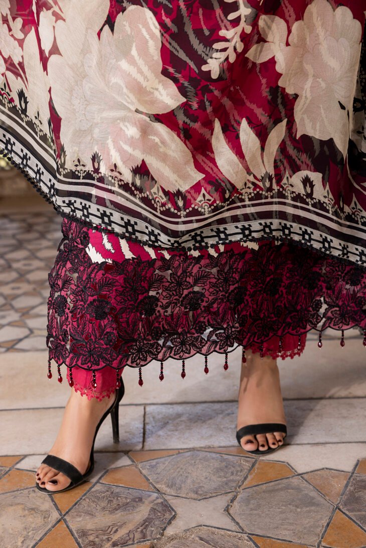 Mahroon Printed Lawn Shirt